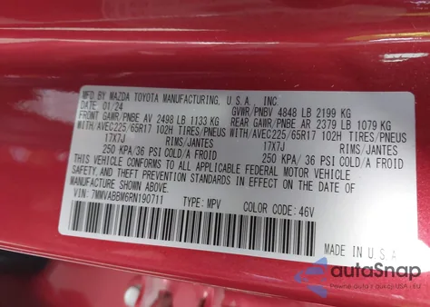 2024 Mazda Cx-50 2.5 S Preferred from USA, damaged, VIN 7MMVABBM6RN190711